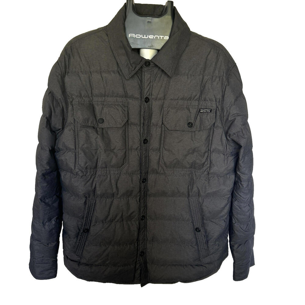 Polo Ralph Lauren Puffer Shirt Jacket Mens XL Gray Down Filled Quilted Snap NICE